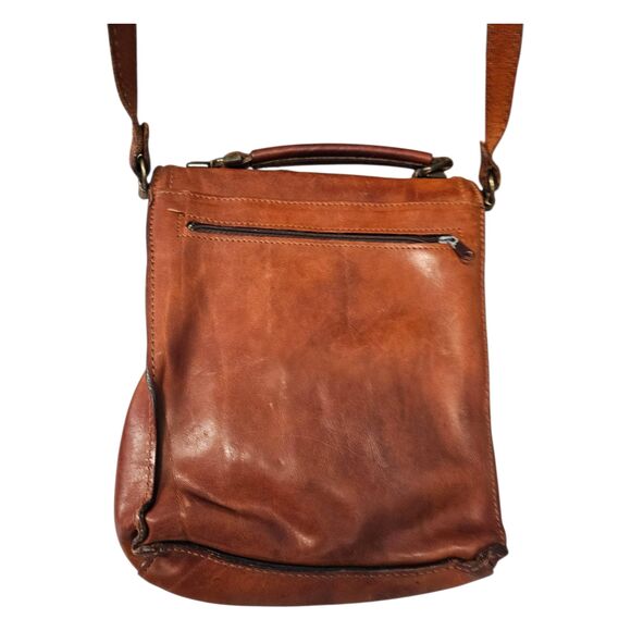 Vintage 60's Leather Cognac Brown Crossbody Bag Messenger Shoulder Purse - Picture 8 of 16
